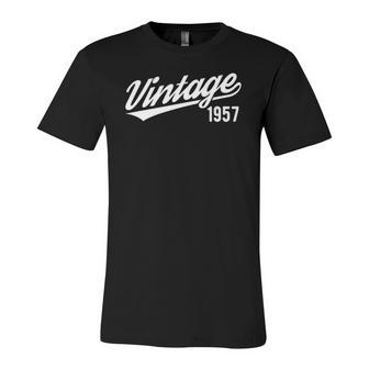 Born In 1957 Vintage 65Th Birthday Turning 65 Years Old Jersey T-Shirt | Mazezy