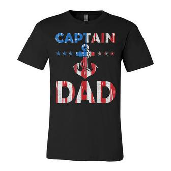 Funny Captain Dad Boat Owner American Flag 4Th Of July Unisex Jersey Short Sleeve Crewneck Tshirt - Seseable