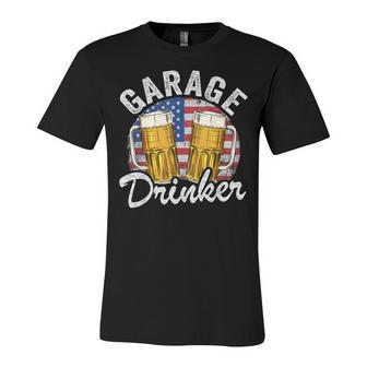 Garage Drinker 4Th Of July American Flag Dad Mens Garage Unisex Jersey Short Sleeve Crewneck Tshirt - Seseable
