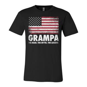 Grampa The Man Myth Legend Fathers Day 4Th Of July Grandpa Unisex Jersey Short Sleeve Crewneck Tshirt - Seseable
