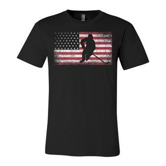 Hockey American Flag 4Th Of July Patriotic Usa Dad Men Son Unisex Jersey Short Sleeve Crewneck Tshirt - Seseable