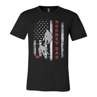 Hockey Dad US American Flag 4Th Of July Gift Unisex Jersey Short Sleeve Crewneck Tshirt - Seseable