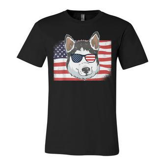Husky Dad & Mom American Flag 4Th Of July Usa Siberian Husky Unisex Jersey Short Sleeve Crewneck Tshirt - Seseable