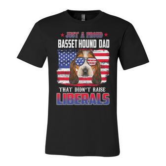 Just A Proud Basset Hound Dad Merica Dog 4Th Of July Unisex Jersey Short Sleeve Crewneck Tshirt - Seseable