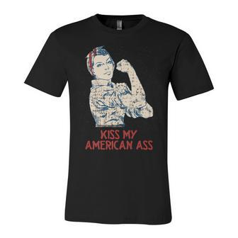 Kiss My American Ass 4Th Of July Dad Jokes Fourth Of July Unisex Jersey Short Sleeve Crewneck Tshirt - Seseable