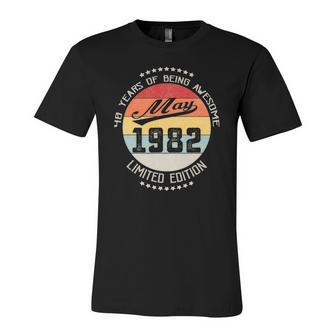 May 1982 40Th Birthday 40 Years Of Being Awesome Jersey T-Shirt | Mazezy