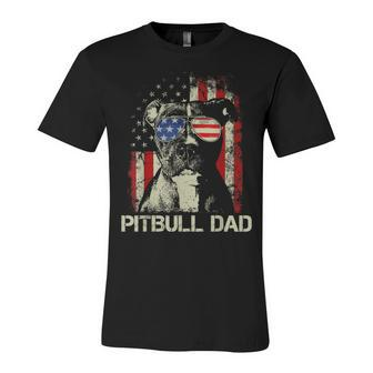 Mens Best Pitbull Dad Ever Us Flag 4Th Of July Patriotic Unisex Jersey Short Sleeve Crewneck Tshirt - Seseable