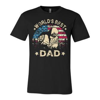 Mens Worlds Best Welder Dad T 4Th Of July American Flag Unisex Jersey Short Sleeve Crewneck Tshirt - Seseable