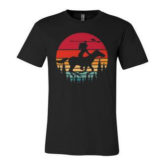 Retro Indigenous Native Pride Horse Riding Native American Jersey T-Shirt | Mazezy