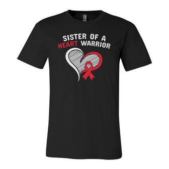 Sister Of A Heart Warrior Chd Disease Awareness Congenital Jersey T-Shirt | Mazezy