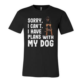 Sorry I Cant I Have Plans With My Black Tan Coonhound Dog Jersey T-Shirt | Mazezy