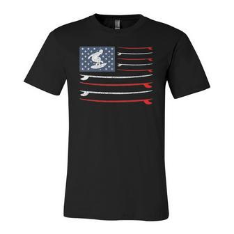 Us Flag 4Th Of July Surf Patriotic Surfer Surfing Jersey T-Shirt | Mazezy