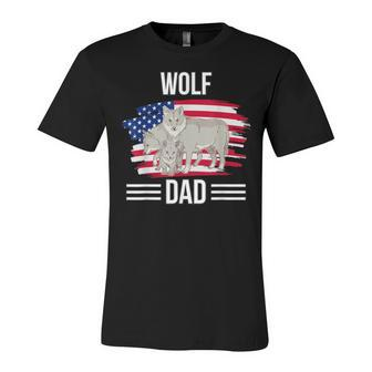 Wolf Us Flag Fathers Day 4Th Of July Wolf Dad Unisex Jersey Short Sleeve Crewneck Tshirt - Seseable
