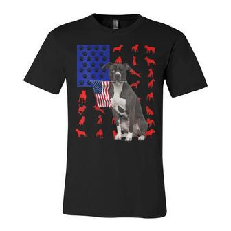 Womens Pitbull American Flag 4Th Of July Pitbull Dad Mom Dog Lover Unisex Jersey Short Sleeve Crewneck Tshirt - Seseable