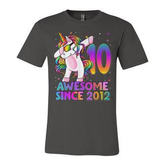 10 Year Old Unicorn Dabbing 10Th Birthday Girl Unicorn Party V3 Unisex Jersey Short Sleeve Crewneck Tshirt - Seseable