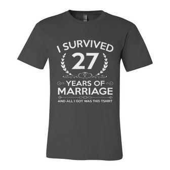 27Th Wedding Anniversary Gifts Couples Husband Wife 27 Years Unisex Jersey Short Sleeve Crewneck Tshirt - Monsterry AU