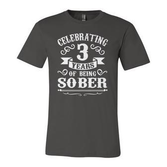 3 Years Sober Sobriety Jersey T-Shirt | Mazezy