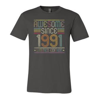 31St Birthday Vintage Tee 31 Years Old Awesome Since 1991 Birthday Party Jersey T-Shirt | Mazezy
