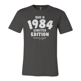 38Th Birthday Distressed Text 1984 Vintage Birthday Jersey T-Shirt | Mazezy