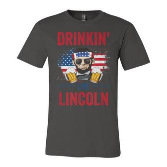 4Th Of July Drinking Like Lincoln Abraham Drinkin Men Unisex Jersey Short Sleeve Crewneck Tshirt - Seseable