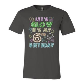 6 Years Old Lets Glow Party Its My 6Th Birthday Jersey T-Shirt | Mazezy