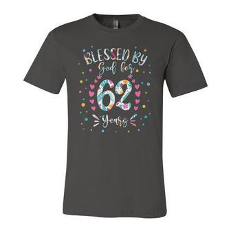 62Nd Birthday S For Blessed By God For 62 Years Jersey T-Shirt | Mazezy