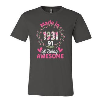 91 Years Old 91St Birthday Born In 1931 Girls Floral Jersey T-Shirt | Mazezy