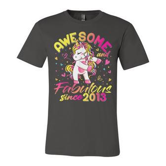 9Th Birthday 9 Year Old Girl Flossing Unicorn Party V2 Unisex Jersey Short Sleeve Crewneck Tshirt - Seseable