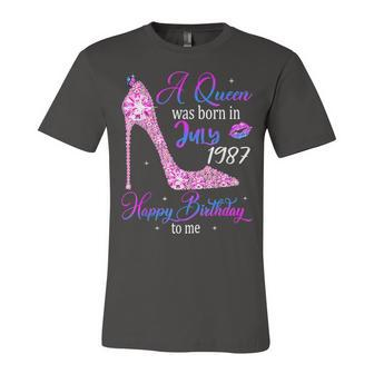 A Queen Was Born In July 1987 Happy 35Th Birthday To Me Unisex Jersey Short Sleeve Crewneck Tshirt - Seseable