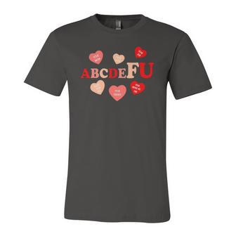 AbcDeFu Valentines Retro Hearts Valentine Candy Jersey T-Shirt | Mazezy