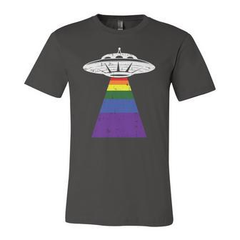 Alien Abduction Gay Pride Lgbtq Gaylien Ufo Proud Ally Jersey T-Shirt | Mazezy