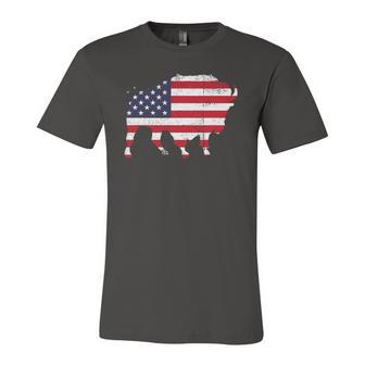 American Bison 4Th Of July Wildlife Animal Us Flag Buffalo Jersey T-Shirt | Mazezy