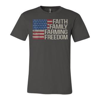 American Flag 4Th Of July Faith Family Farming Freedom Unisex Jersey Short Sleeve Crewneck Tshirt - Seseable