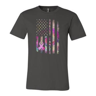 American Flag Breast Cancer Awareness Support Tie Dye Jersey T-Shirt | Mazezy