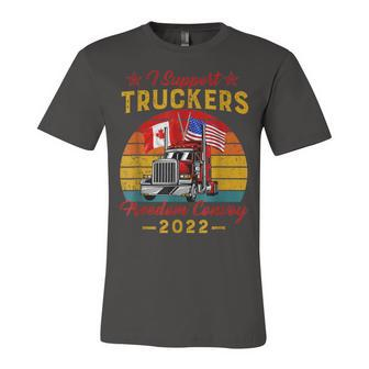 American Flag Canada Flag Freedom Convoy 2022 Trucker Driver V3 Unisex Jersey Short Sleeve Crewneck Tshirt - Seseable