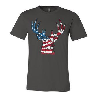 American Flag Deer 4Th Of July - Deer Gear For Hunters Unisex Jersey Short Sleeve Crewneck Tshirt - Seseable