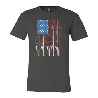 American Flag Fishing Patriotic FishermanFishing Rods Flag Jersey T-Shirt | Mazezy