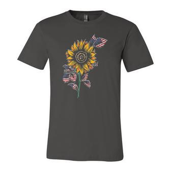 American Flag Sunflower Patriotic Usa Flag Sunflower Jersey T-Shirt | Mazezy