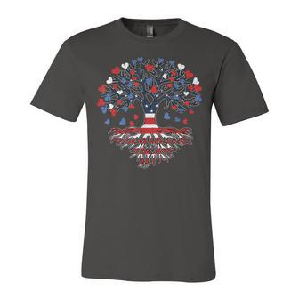 American Tree 4Th Of July Usa Flag Hearts Roots Patriotic Unisex Jersey Short Sleeve Crewneck Tshirt - Seseable