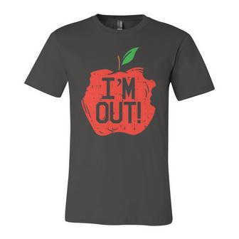 Im Out Apple Last Day Of School Kindergarten Teacher Jersey T-Shirt | Mazezy