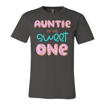 Auntie Of The Sweet One First Birthday Matching Family Donut Unisex Jersey Short Sleeve Crewneck Tshirt - Seseable