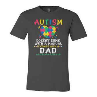 Autism Doesnt Come With Manual Dad Autism Awareness Puzzle Jersey T-Shirt | Mazezy