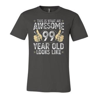 This Is What An Awesome 99 Years Old Looks Like 99Th Birthday Zip Jersey T-Shirt | Mazezy
