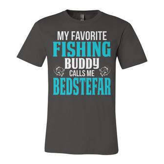 Bedstefar Grandpa Fishing Gift My Favorite Fishing Buddy Calls Me Bedstefar Unisex Jersey Short Sleeve Crewneck Tshirt - Seseable