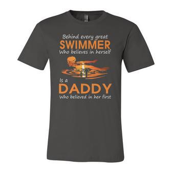 Behind Every Great Swimmer Who Believes In Herself Is Daddy Jersey T-Shirt | Mazezy