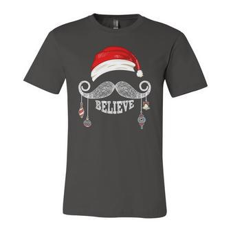 Believe Christmas Santa Mustache With Ornaments Believe Jersey T-Shirt | Mazezy AU