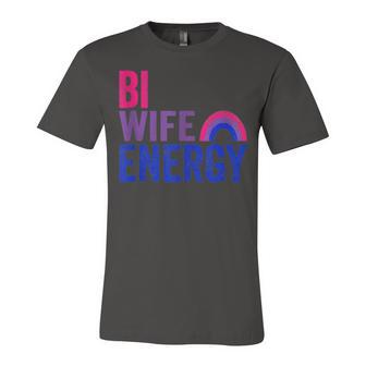 Bi Wife Energy Bisexual Pride Bisexual Rainbow Flag Bi Pride V2 Unisex Jersey Short Sleeve Crewneck Tshirt - Seseable
