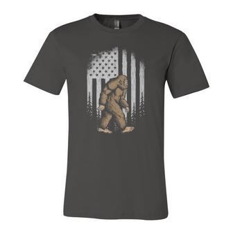 Bigfoot American Flag 4Th Of July Retro Vintage Sasquatch Jersey T-Shirt | Mazezy