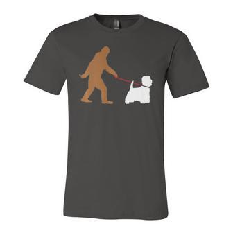 Bigfoot Walking Westie West Highland Terrier Dog Sasquatch Jersey T-Shirt | Mazezy