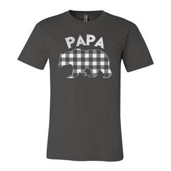 Black And White Buffalo Plaid Papa Bear Christmas Pajama Jersey T-Shirt | Mazezy
